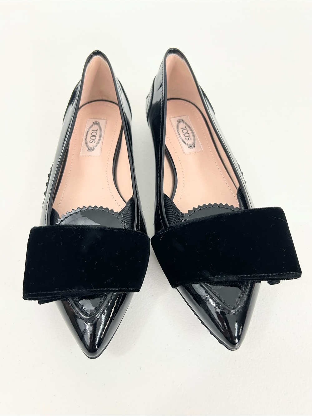 Tod’s x Alessandro Dell’acqua Bow Detail Leather Flat In Black Size 36 or US 6